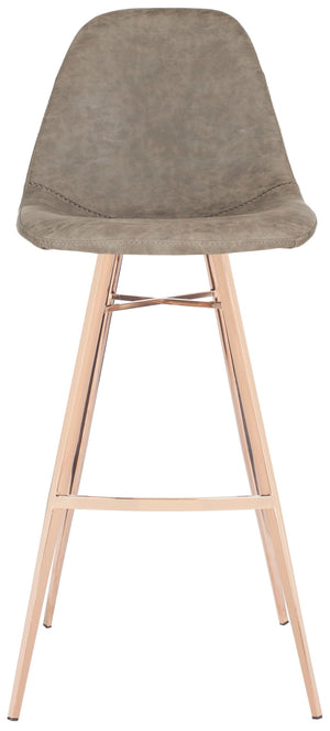 Safavieh Mathison Bar Stool - Stylish Mid-Century Modern Design With Durable Faux Leather & Sleek Metal Legs Taupe/Copper FOX3011B