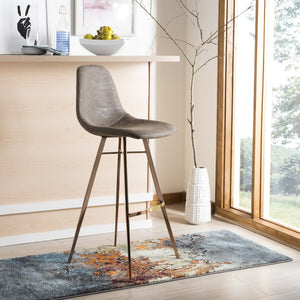 Safavieh Mathison Bar Stool - Stylish Mid-Century Modern Design With Durable Faux Leather & Sleek Metal Legs Taupe/Copper FOX3011B