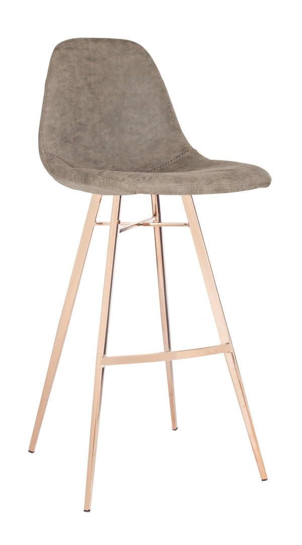 Safavieh Mathison Bar Stool - Stylish Mid-Century Modern Design With Durable Faux Leather & Sleek Metal Legs Taupe/Copper FOX3011B