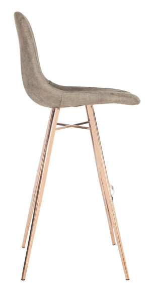 Safavieh Mathison Bar Stool - Stylish Mid-Century Modern Design With Durable Faux Leather & Sleek Metal Legs Taupe/Copper FOX3011B