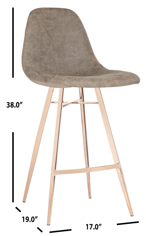 Safavieh Mathison Vintage-Style Counter Stool: Mid-Century Modern Comfort For Bars And Kitchen Spaces Taupe/Copper FOX3012B