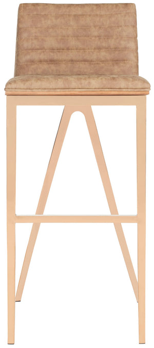 Safavieh Mckay Bar Stool - Retro Glamour With Durable Faux Leather Upholstery For Stylish Home Entertaining Brown/Copper FOX3016B