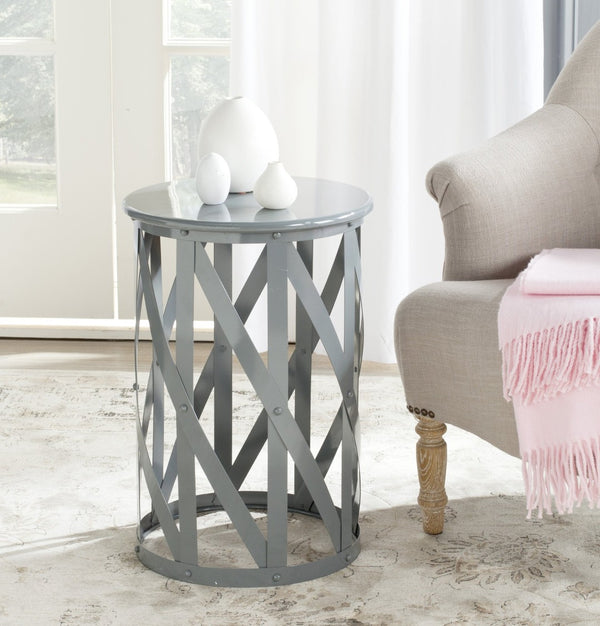 Safavieh Bertram Stool - Modern Industrial Accent With Open Lattice Design For Versatile Home Decor Use Grey FOX3200A