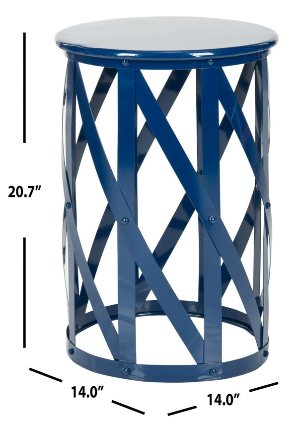 Safavieh Bertram Stool - Modern Industrial Accent With Open Lattice Design For Versatile Home Decor Use Navy FOX3200B