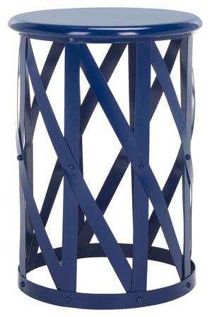 Safavieh Bertram Stool - Modern Industrial Accent With Open Lattice Design For Versatile Home Decor Use Navy FOX3200B