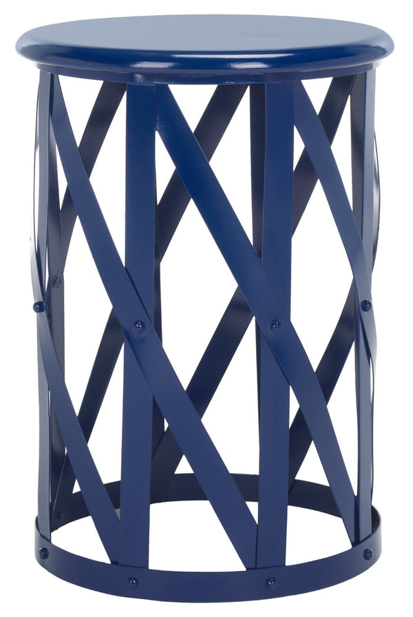 Safavieh Bertram Stool - Modern Industrial Accent With Open Lattice Design For Versatile Home Decor Use Navy FOX3200B