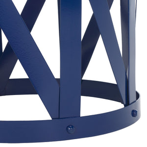 Safavieh Bertram Stool - Modern Industrial Accent With Open Lattice Design For Versatile Home Decor Use Navy FOX3200B