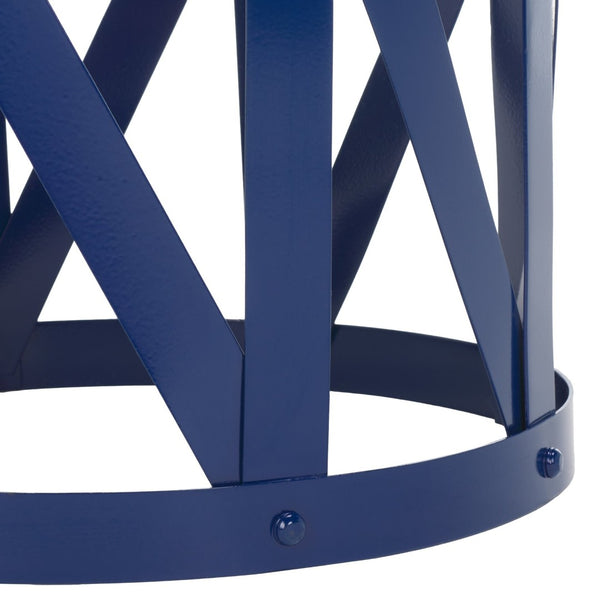 Safavieh Bertram Stool - Modern Industrial Accent With Open Lattice Design For Versatile Home Decor Use Navy FOX3200B