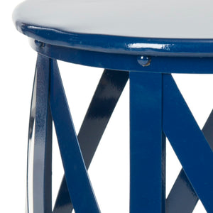 Safavieh Bertram Stool - Modern Industrial Accent With Open Lattice Design For Versatile Home Decor Use Navy FOX3200B