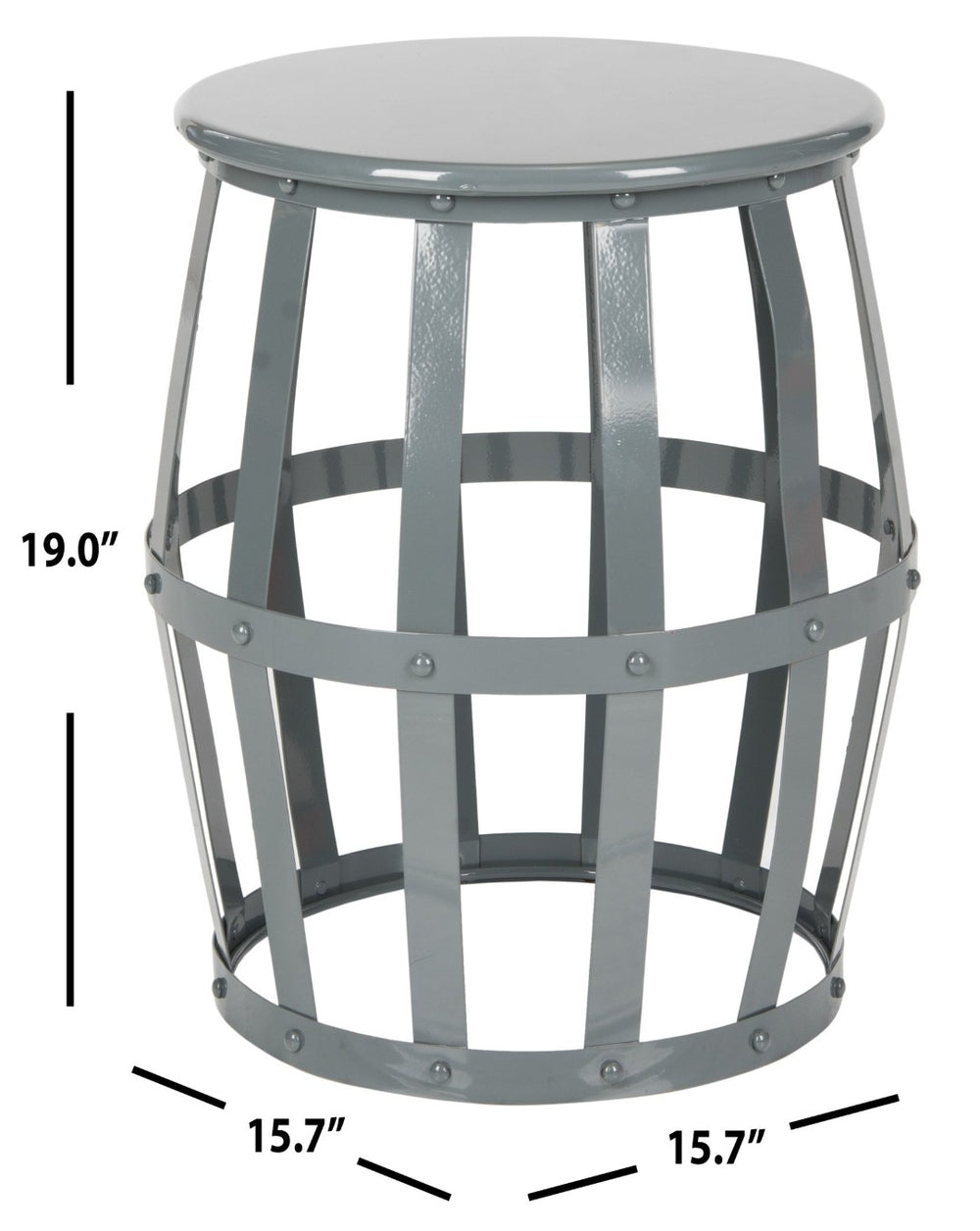 Safavieh Rinaldo Stool - Modern High-Gloss Grey Iron Accent Seat With Open Lattice Design For Any Space FOX3201A