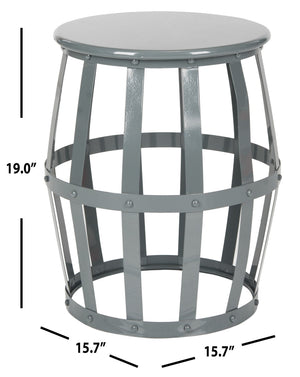 Safavieh Rinaldo Stool - Modern High-Gloss Grey Iron Accent Seat With Open Lattice Design For Any Space FOX3201A