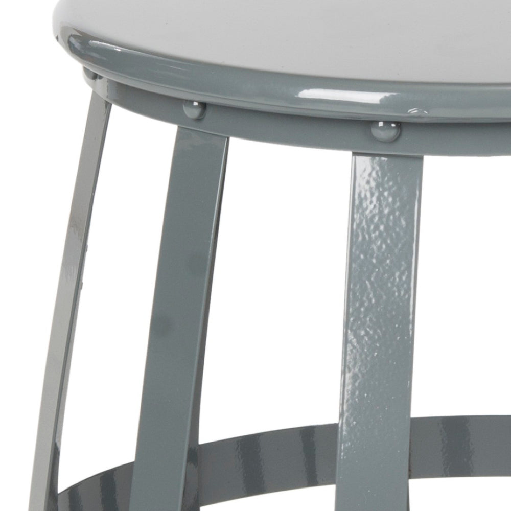 Safavieh Rinaldo Stool - Modern High-Gloss Grey Iron Accent Seat With Open Lattice Design For Any Space FOX3201A