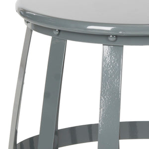 Safavieh Rinaldo Stool - Modern High-Gloss Grey Iron Accent Seat With Open Lattice Design For Any Space FOX3201A