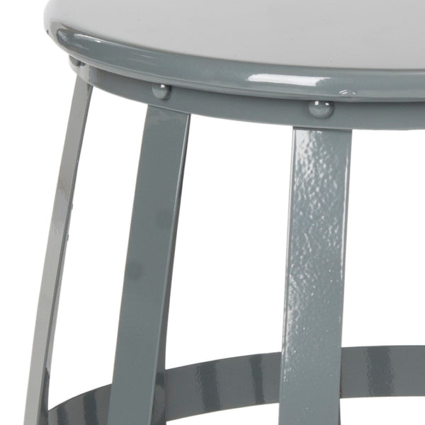 Safavieh Rinaldo Stool - Modern High-Gloss Grey Iron Accent Seat With Open Lattice Design For Any Space FOX3201A