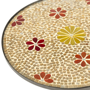 Safavieh Cymbeline Side Table - Elegant Floral Mosaic Accent Table With Gold & Rust For Modern Home Decor FOX3205A