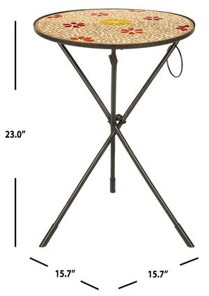 Safavieh Cymbeline Side Table - Elegant Floral Mosaic Accent Table With Gold & Rust For Modern Home Decor FOX3205A