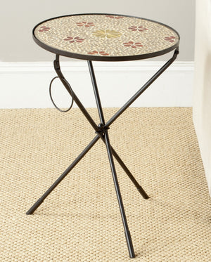 Safavieh Cymbeline Side Table - Elegant Floral Mosaic Accent Table With Gold & Rust For Modern Home Decor FOX3205A