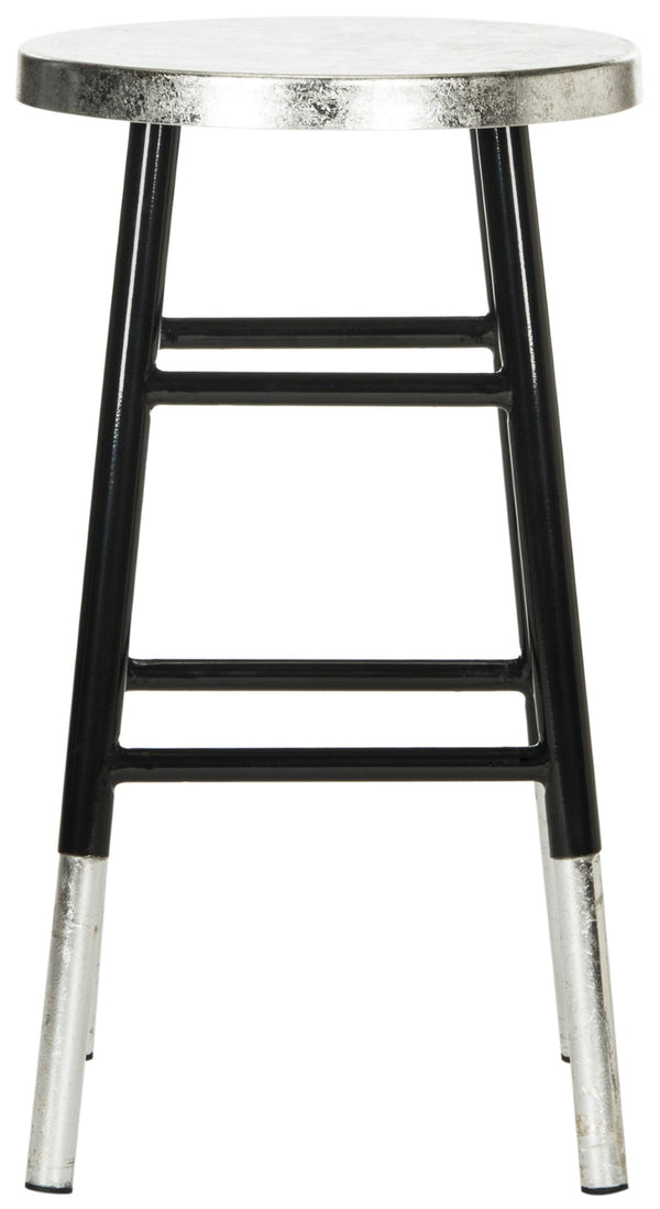 Safavieh Kenzie Luxe Counter Stool With Sculpted Iron Frame For Contemporary Kitchen And Bar Spaces Black/Silver FOX3211A