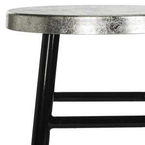 Safavieh Kenzie Luxe Counter Stool With Sculpted Iron Frame For Contemporary Kitchen And Bar Spaces Black/Silver FOX3211A