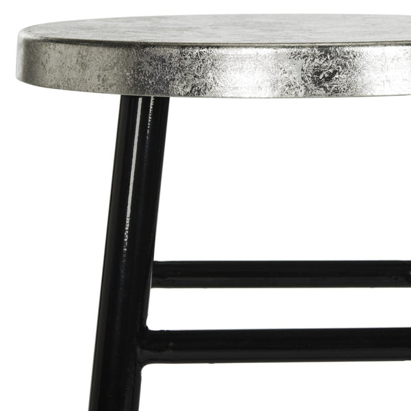 Safavieh Kenzie Luxe Counter Stool With Sculpted Iron Frame For Contemporary Kitchen And Bar Spaces Black/Silver FOX3211A