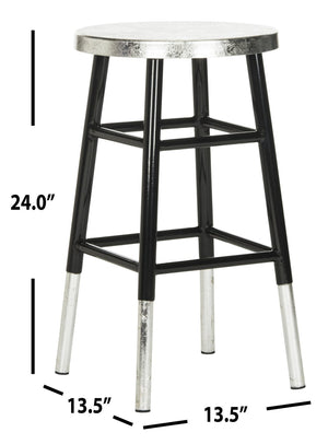 Safavieh Kenzie Luxe Counter Stool With Sculpted Iron Frame For Contemporary Kitchen And Bar Spaces Black/Silver FOX3211A