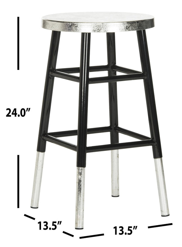 Safavieh Kenzie Luxe Counter Stool With Sculpted Iron Frame For Contemporary Kitchen And Bar Spaces Black/Silver FOX3211A