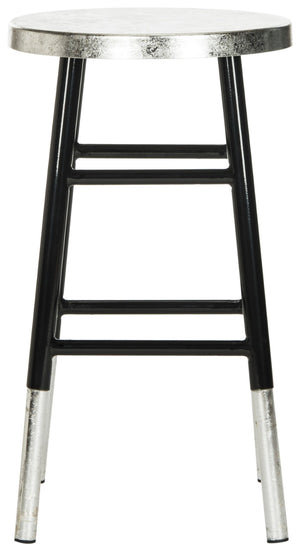 Safavieh Kenzie Luxe Counter Stool With Sculpted Iron Frame For Contemporary Kitchen And Bar Spaces Black/Silver FOX3211A