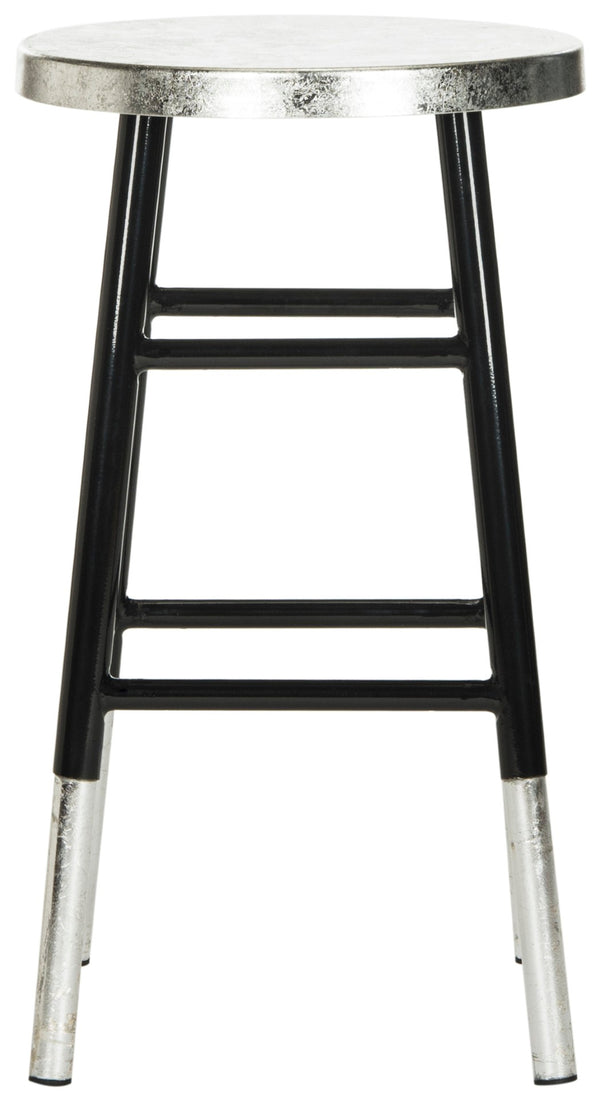 Safavieh Kenzie Luxe Counter Stool With Sculpted Iron Frame For Contemporary Kitchen And Bar Spaces Black/Silver FOX3211A