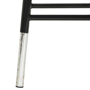 Safavieh Kenzie Luxe Counter Stool With Sculpted Iron Frame For Contemporary Kitchen And Bar Spaces Black/Silver FOX3211A
