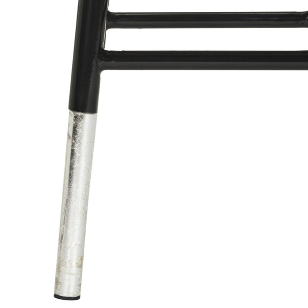 Safavieh Kenzie Luxe Counter Stool With Sculpted Iron Frame For Contemporary Kitchen And Bar Spaces Black/Silver FOX3211A