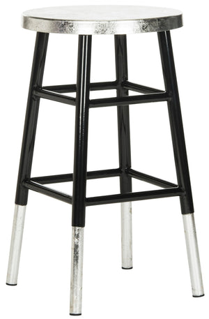 Safavieh Kenzie Luxe Counter Stool With Sculpted Iron Frame For Contemporary Kitchen And Bar Spaces Black/Silver FOX3211A