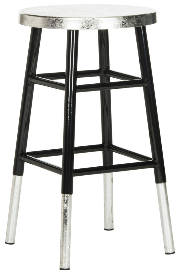 Safavieh Kenzie Luxe Counter Stool With Sculpted Iron Frame For Contemporary Kitchen And Bar Spaces Black/Silver FOX3211A