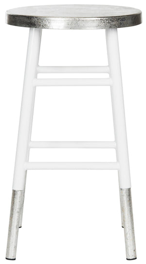 Safavieh Kenzie Luxe Counter Stool With Sculpted Iron Frame For Contemporary Kitchen And Bar Spaces White/Silver FOX3211B