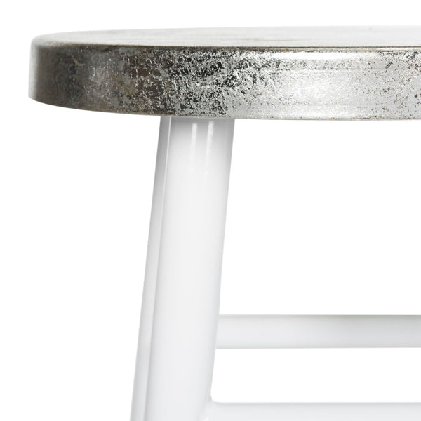 Safavieh Kenzie Luxe Counter Stool With Sculpted Iron Frame For Contemporary Kitchen And Bar Spaces White/Silver FOX3211B