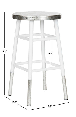 Safavieh Kenzie Luxe Counter Stool With Sculpted Iron Frame For Contemporary Kitchen And Bar Spaces White/Silver FOX3211B
