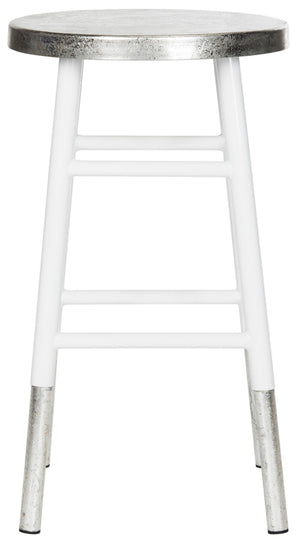 Safavieh Kenzie Luxe Counter Stool With Sculpted Iron Frame For Contemporary Kitchen And Bar Spaces White/Silver FOX3211B