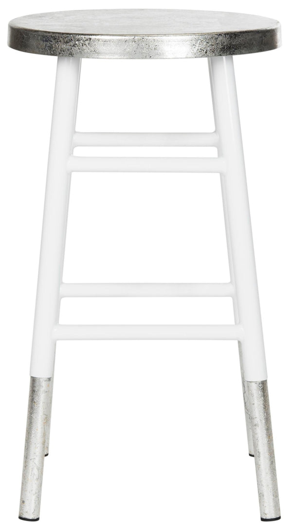Safavieh Kenzie Luxe Counter Stool With Sculpted Iron Frame For Contemporary Kitchen And Bar Spaces White/Silver FOX3211B