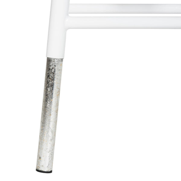 Safavieh Kenzie Luxe Counter Stool With Sculpted Iron Frame For Contemporary Kitchen And Bar Spaces White/Silver FOX3211B