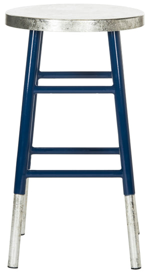 Safavieh Kenzie Luxe Counter Stool With Sculpted Iron Frame For Contemporary Kitchen And Bar Spaces Navy/Silver FOX3211C