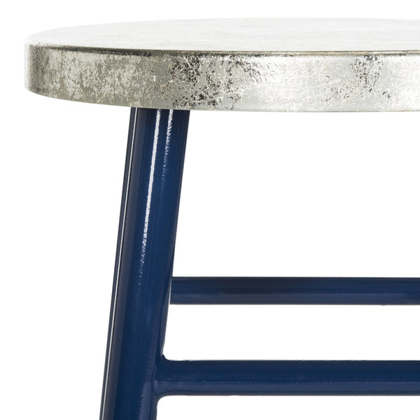 Safavieh Kenzie Luxe Counter Stool With Sculpted Iron Frame For Contemporary Kitchen And Bar Spaces Navy/Silver FOX3211C