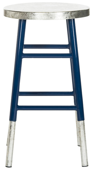Safavieh Kenzie Luxe Counter Stool With Sculpted Iron Frame For Contemporary Kitchen And Bar Spaces Navy/Silver FOX3211C