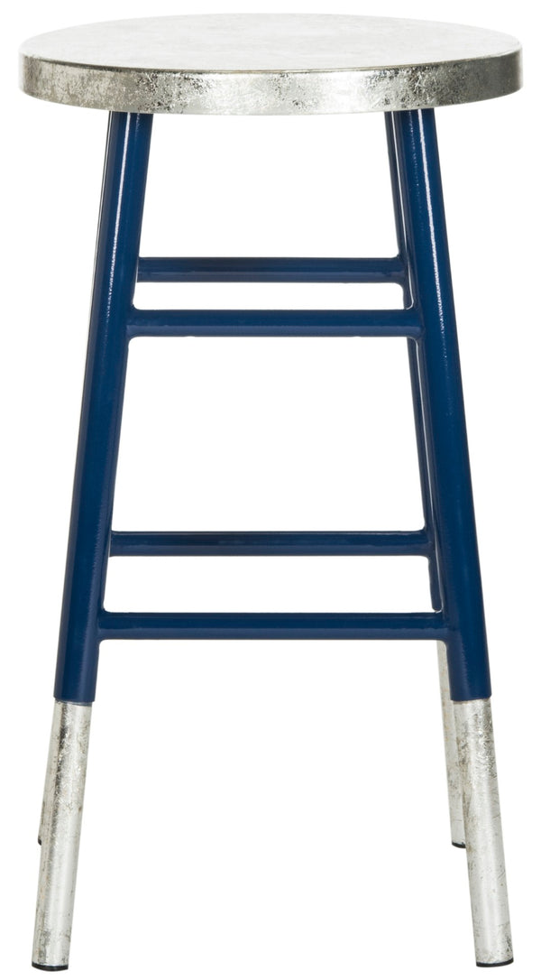 Safavieh Kenzie Luxe Counter Stool With Sculpted Iron Frame For Contemporary Kitchen And Bar Spaces Navy/Silver FOX3211C