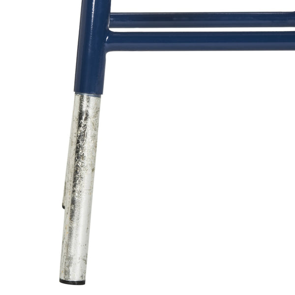 Safavieh Kenzie Luxe Counter Stool With Sculpted Iron Frame For Contemporary Kitchen And Bar Spaces Navy/Silver FOX3211C