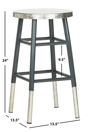 Safavieh Kenzie Luxe Counter Stool With Sculpted Iron Frame For Contemporary Kitchen And Bar Spaces Grey/Silver FOX3211D