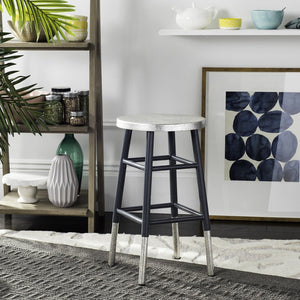 Safavieh Kenzie Luxe Counter Stool With Sculpted Iron Frame For Contemporary Kitchen And Bar Spaces Grey/Silver FOX3211D