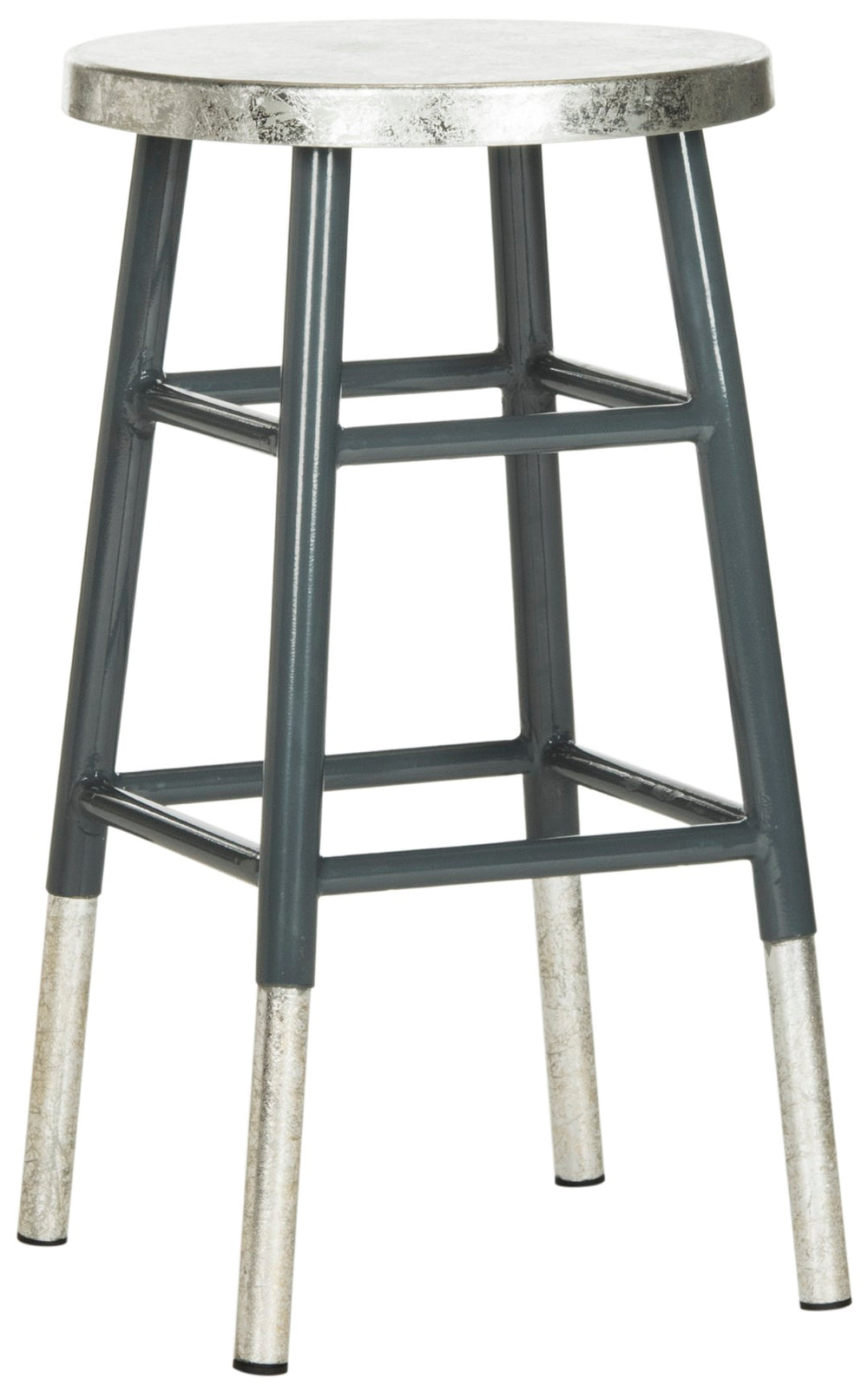 Safavieh Kenzie Luxe Counter Stool With Sculpted Iron Frame For Contemporary Kitchen And Bar Spaces Grey/Silver FOX3211D