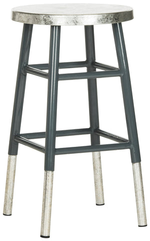 Safavieh Kenzie Luxe Counter Stool With Sculpted Iron Frame For Contemporary Kitchen And Bar Spaces Grey/Silver FOX3211D