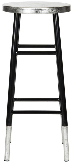 Safavieh Kenzie 30''H Contemporary Bar Stool With Metallic Accents For Modern Home Bars And Kitchens Black/Silver FOX3212A