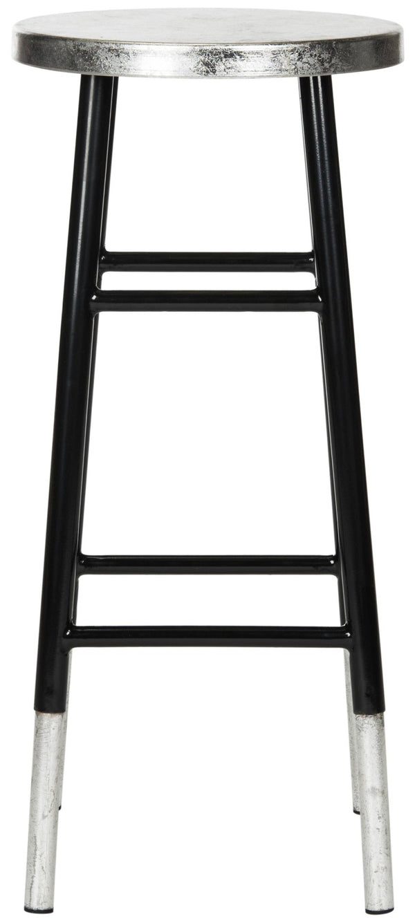 Safavieh Kenzie 30''H Contemporary Bar Stool With Metallic Accents For Modern Home Bars And Kitchens Black/Silver FOX3212A