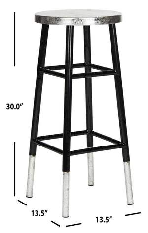 Safavieh Kenzie 30''H Contemporary Bar Stool With Metallic Accents For Modern Home Bars And Kitchens Black/Silver FOX3212A